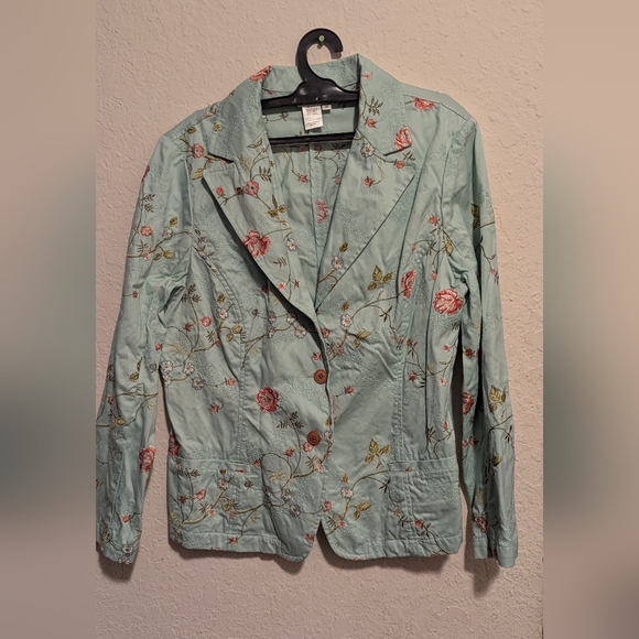 Coldwater Creek Floral Embroidered Women's Blazer Size 14 - Picture 1 of 6